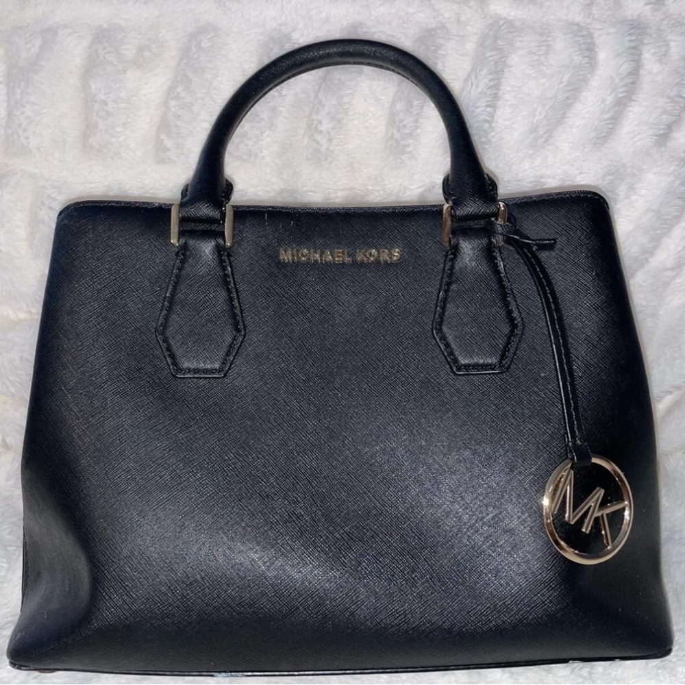 Michael Kors Savannah Leather Medium Satchel Black